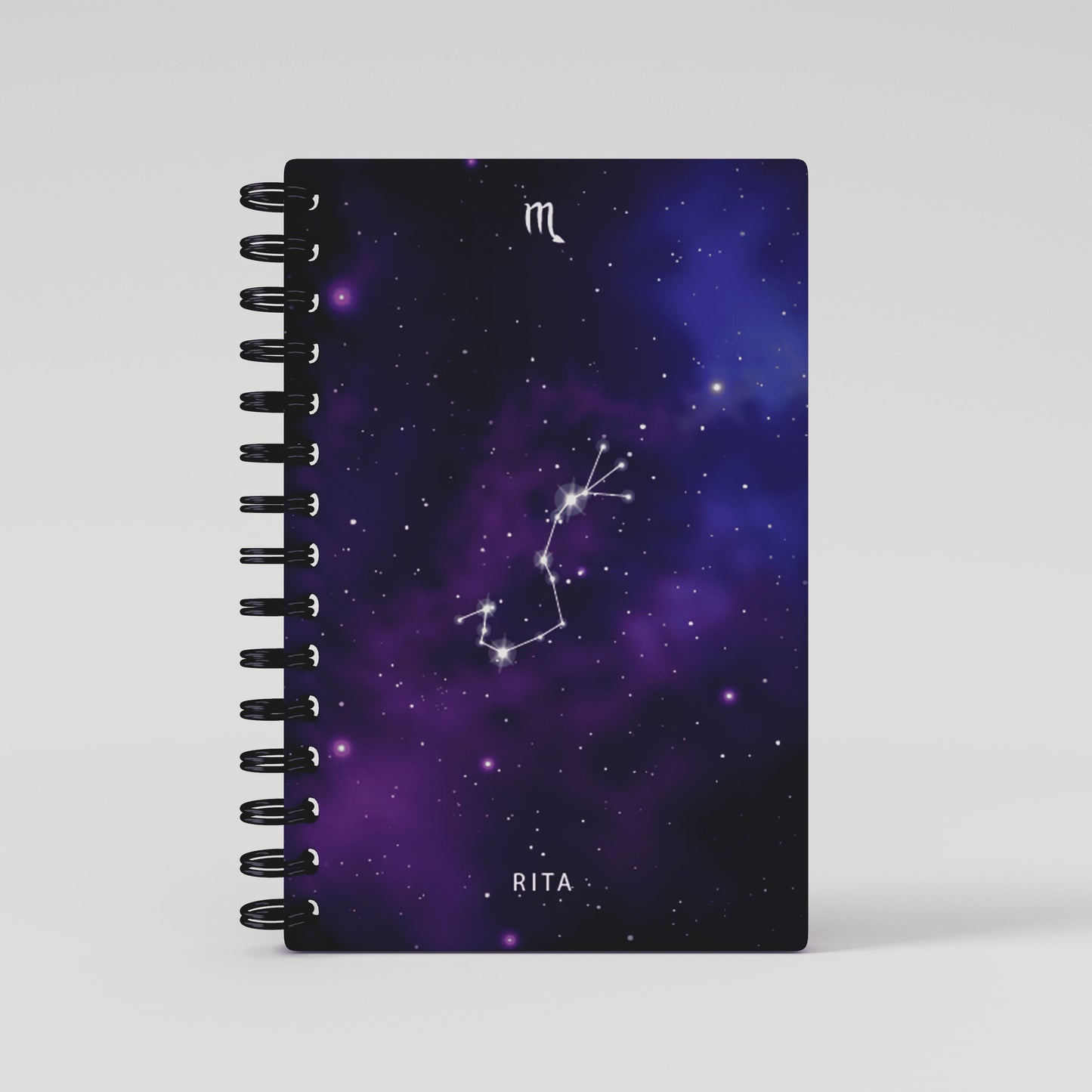 Purple Universe Zodiac Sign Lined Notebook