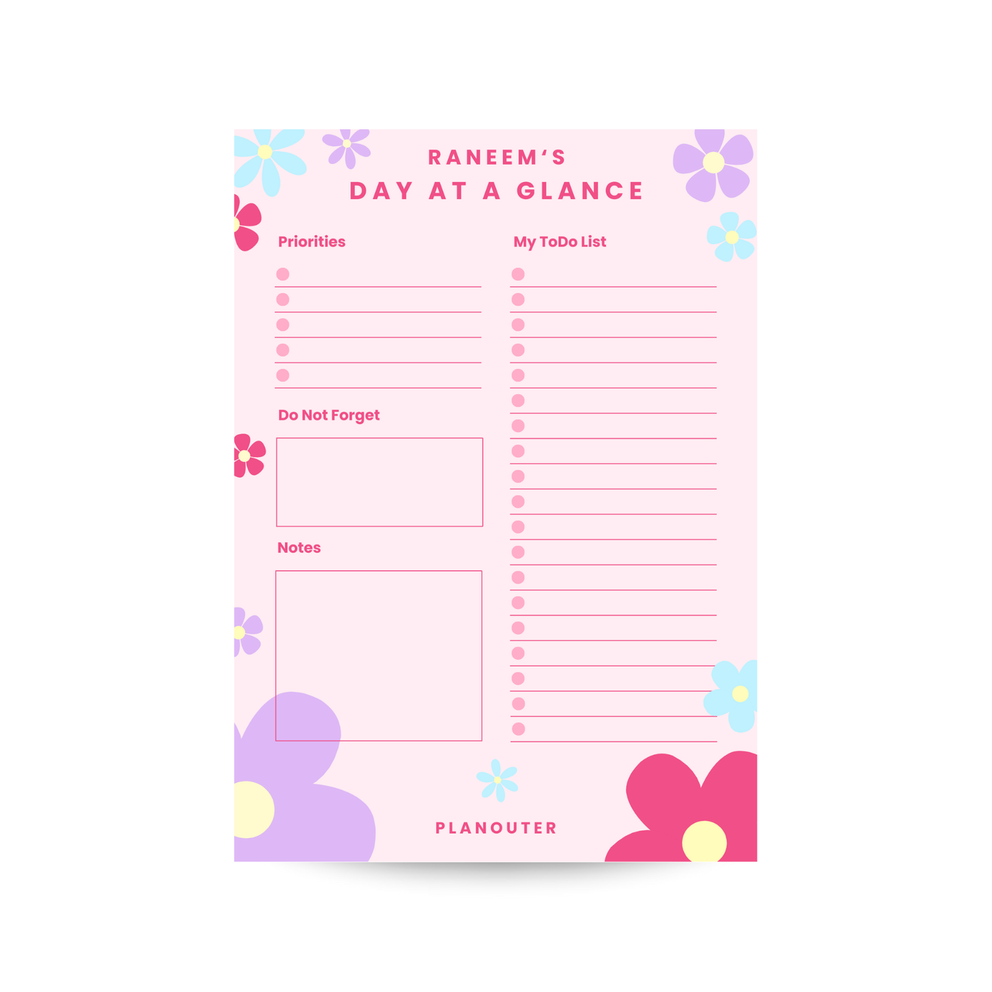 Daily Notepad - Pink Purple Flowers