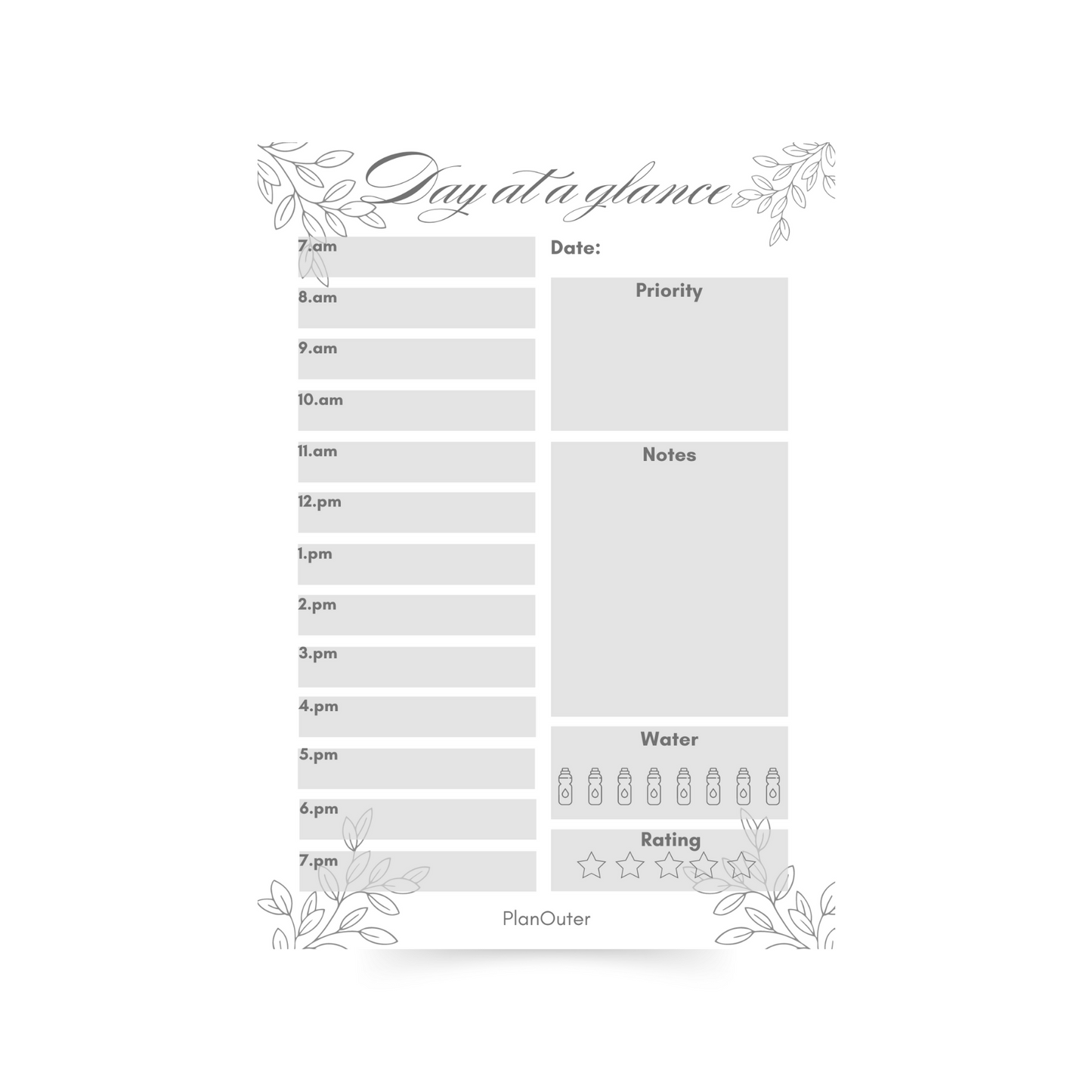 Bridal Day At A Glance Silver Notepad