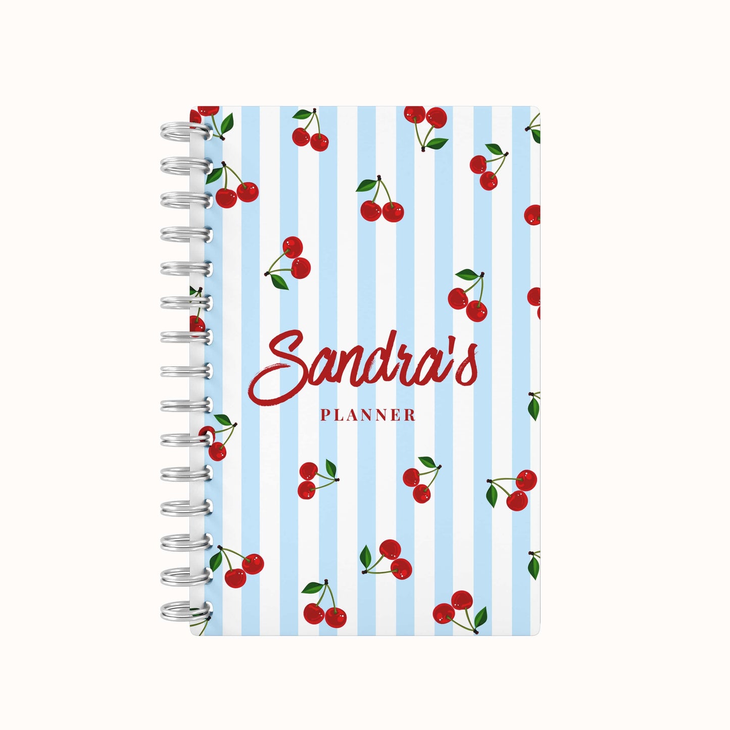 Stripes Cherries 2026 Desk Planner - Blue
