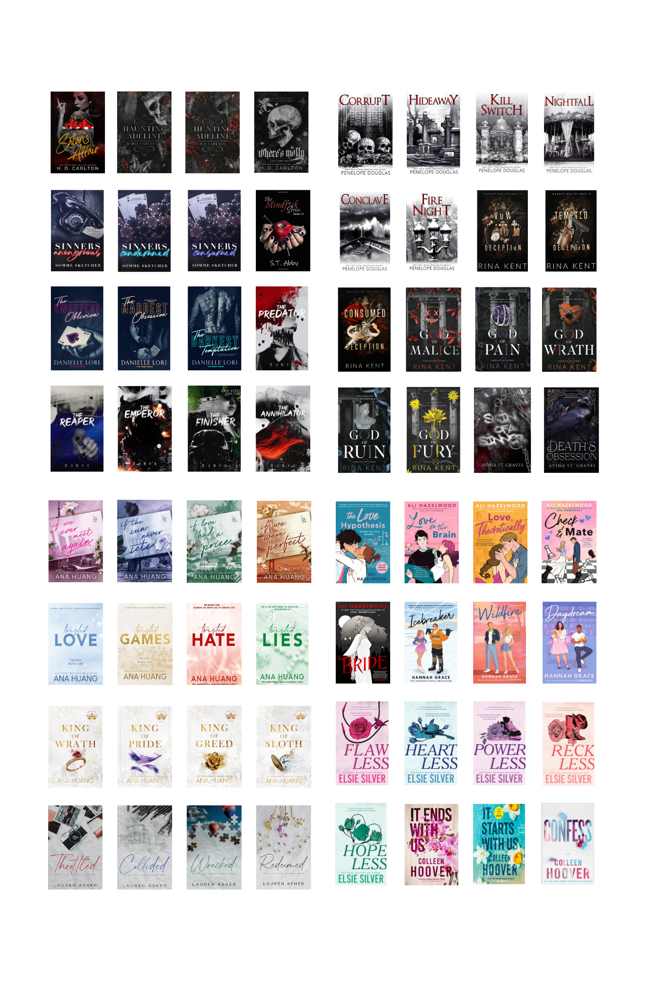 My bookshelf Sticker Sheet - Contemporary & Dark Romance Covers