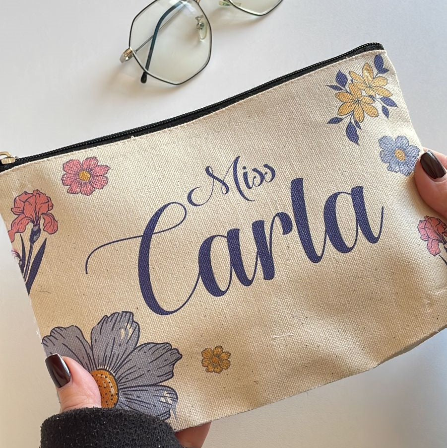 Pastel Flower Orange Pink Tote Pouch