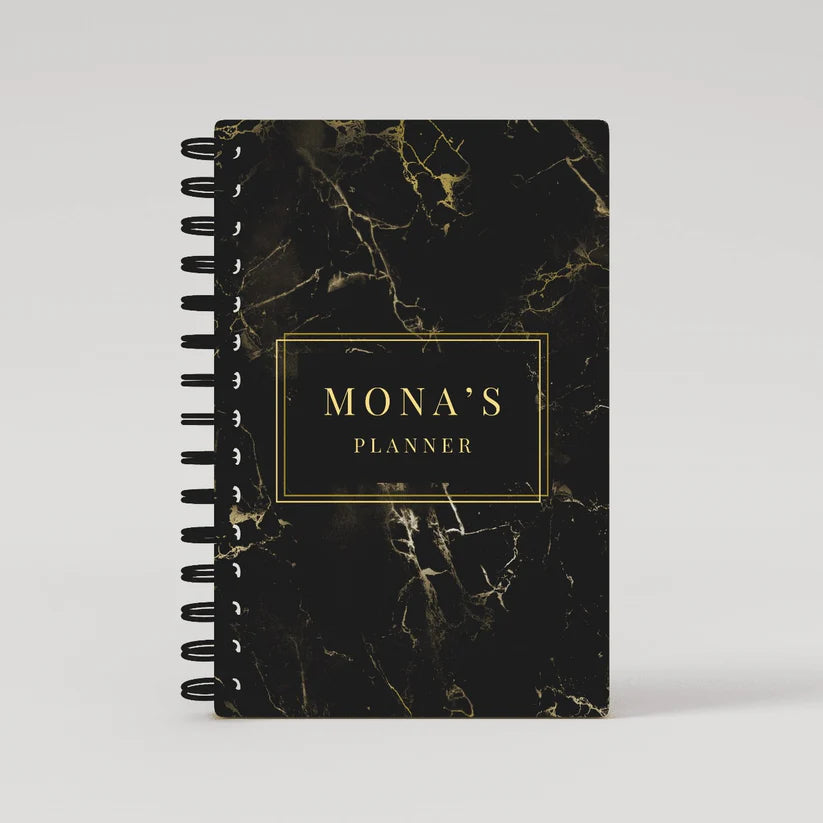 Gold Black Marble Lined Notebook