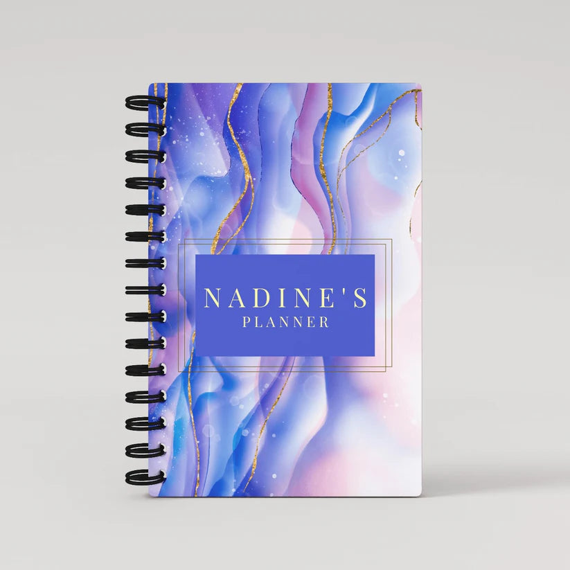 Blue Purple Marble Lined Notebook