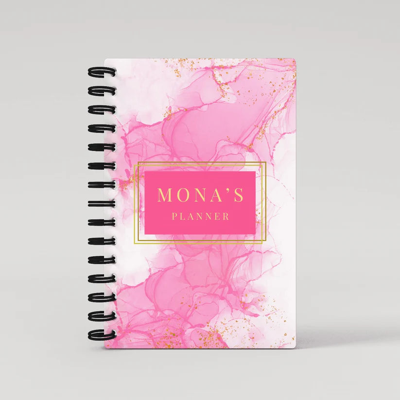 Gold Pink Marble Lined Notebook