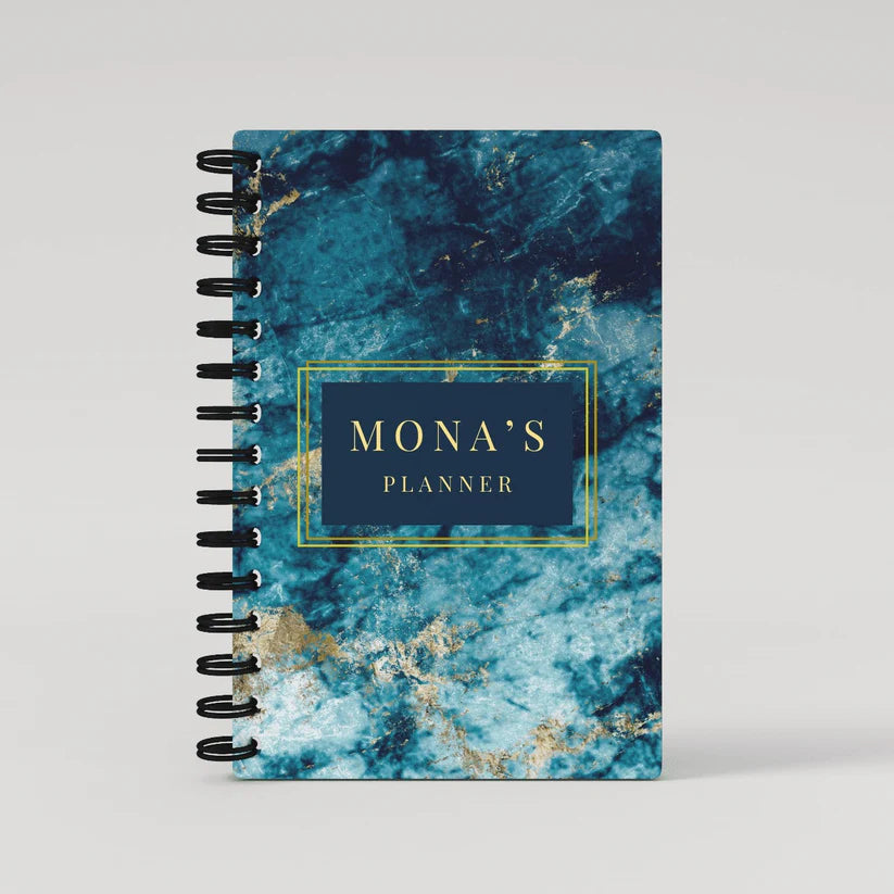 Gold Turquoise Marble Lined Notebook