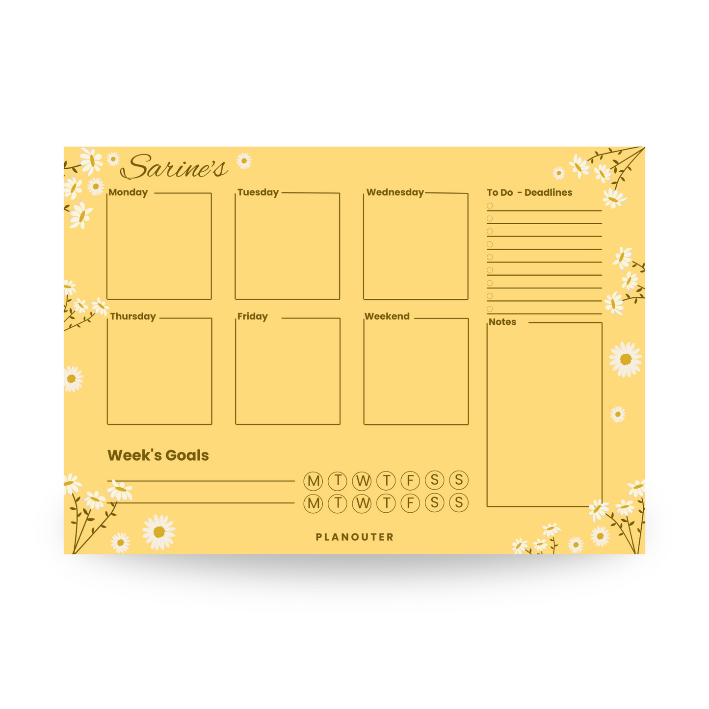 Daisy Dream Yellow Weekly DeskPad