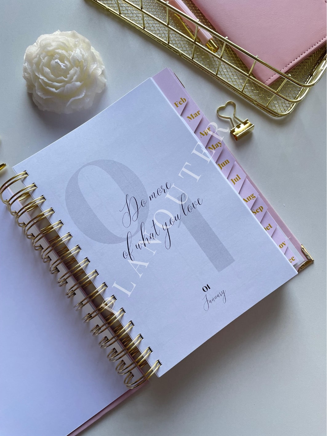 Gold Aqua Hue Marble 2025 Daily Planner