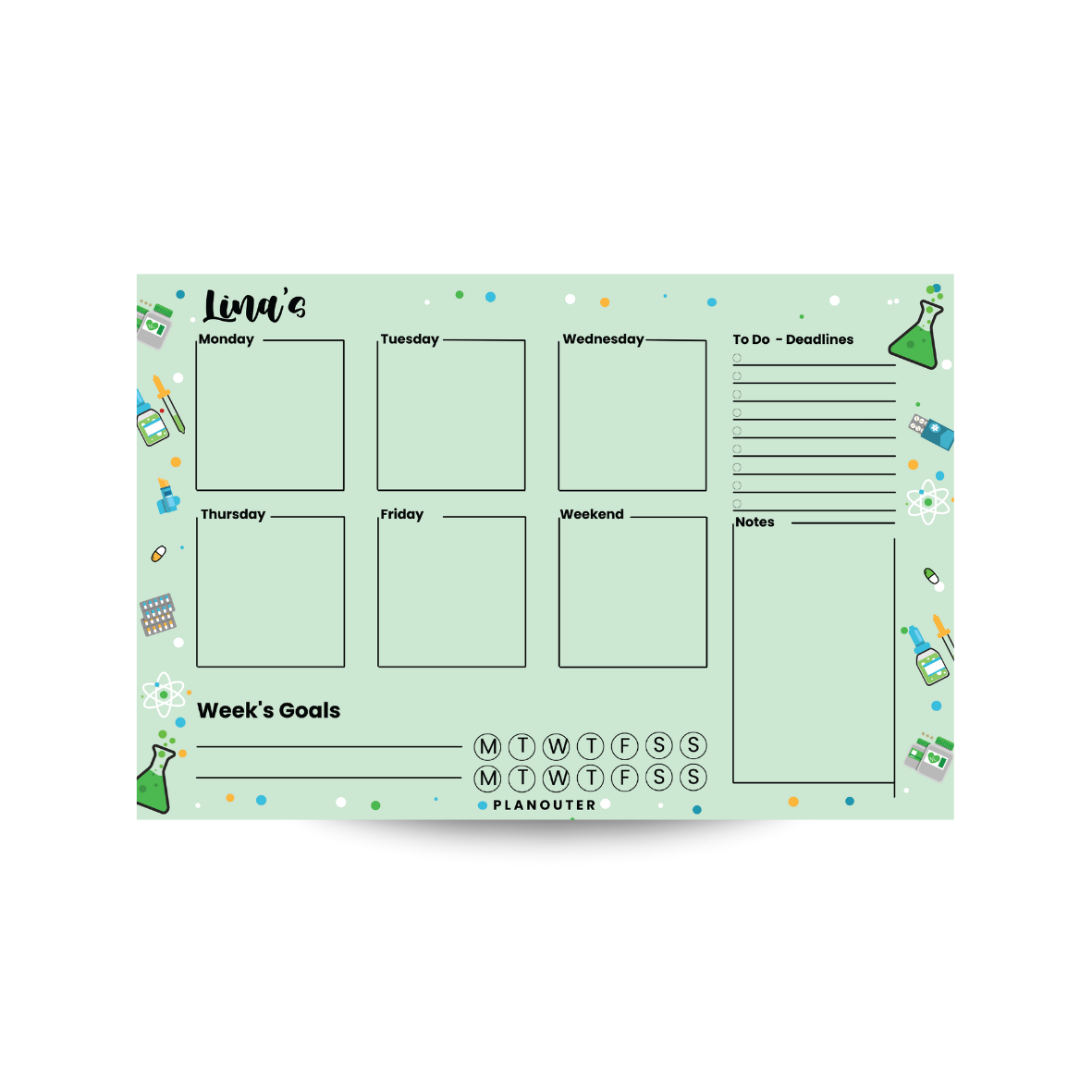 Weekly Notepad - Pharmacy Green