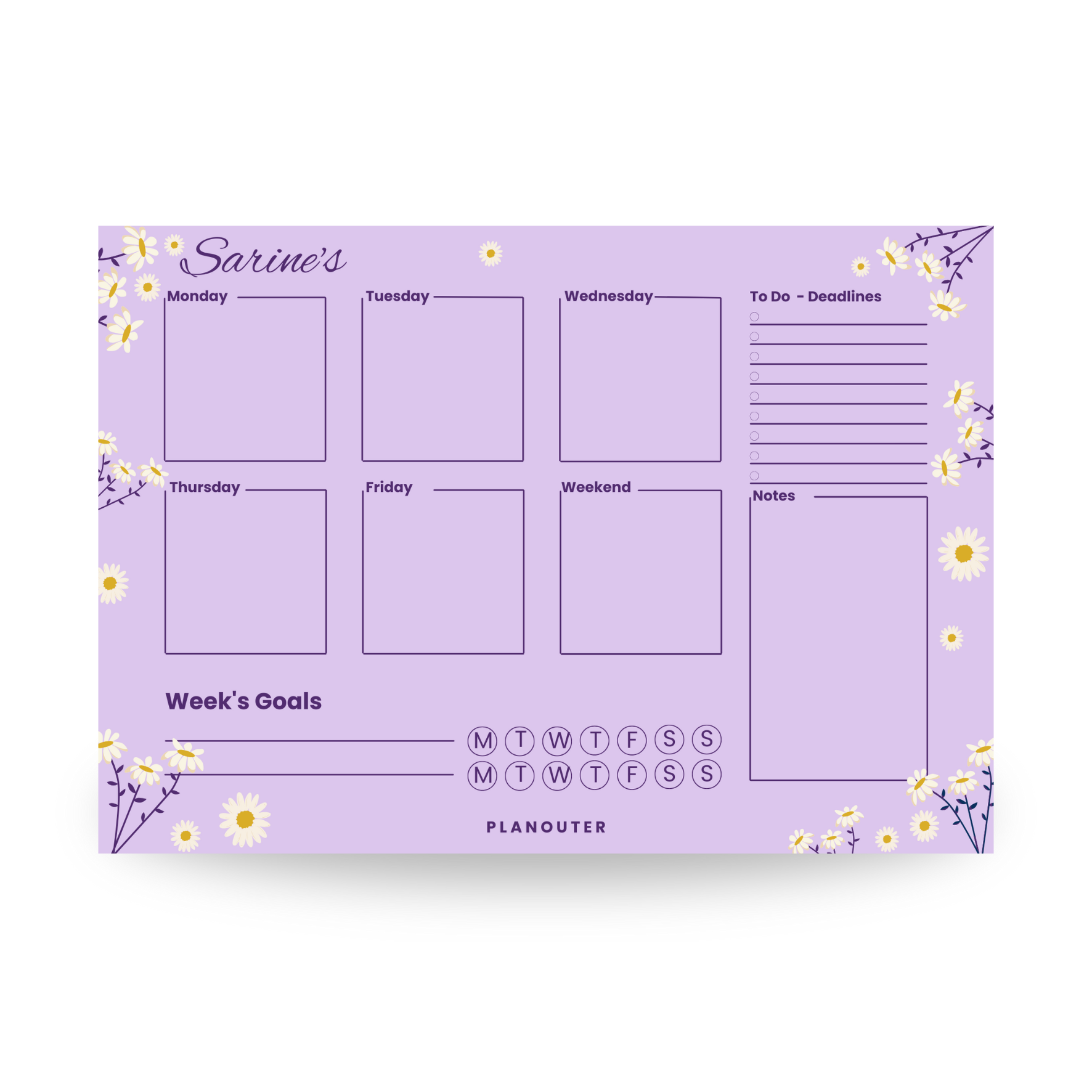 Daisy Dream Purple Weekly DeskPad