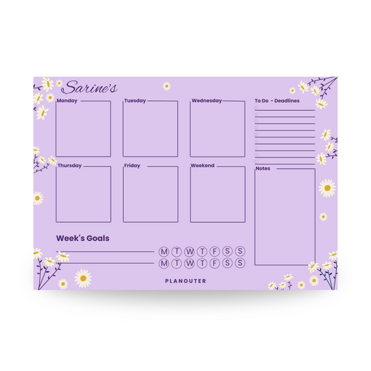 Daisy Dream Purple Weekly DeskPad