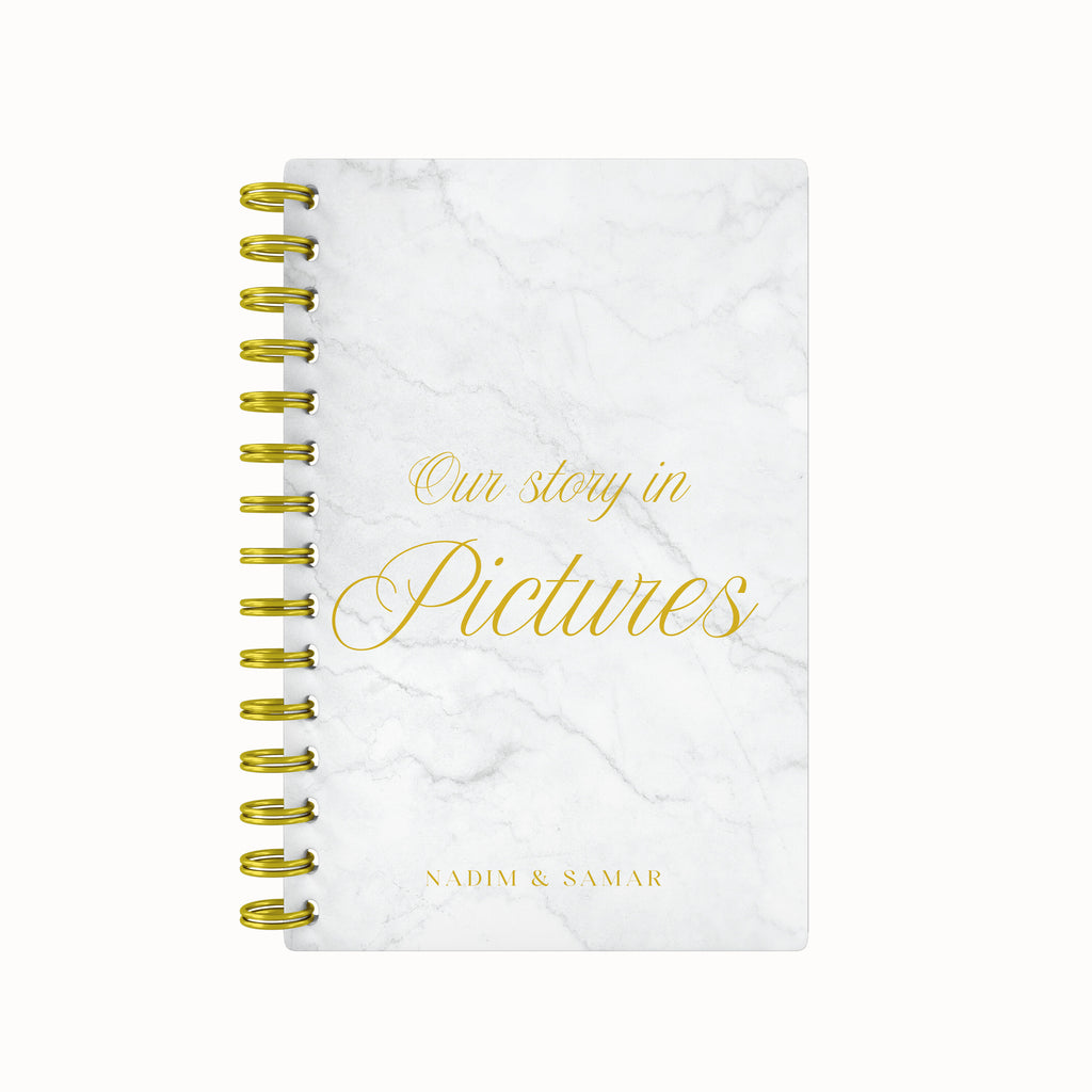Our Story in Pictures ScrapBook - White Marble