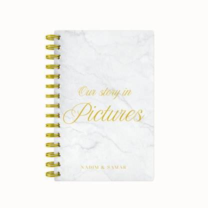 Our Story in Pictures ScrapBook - White Marble