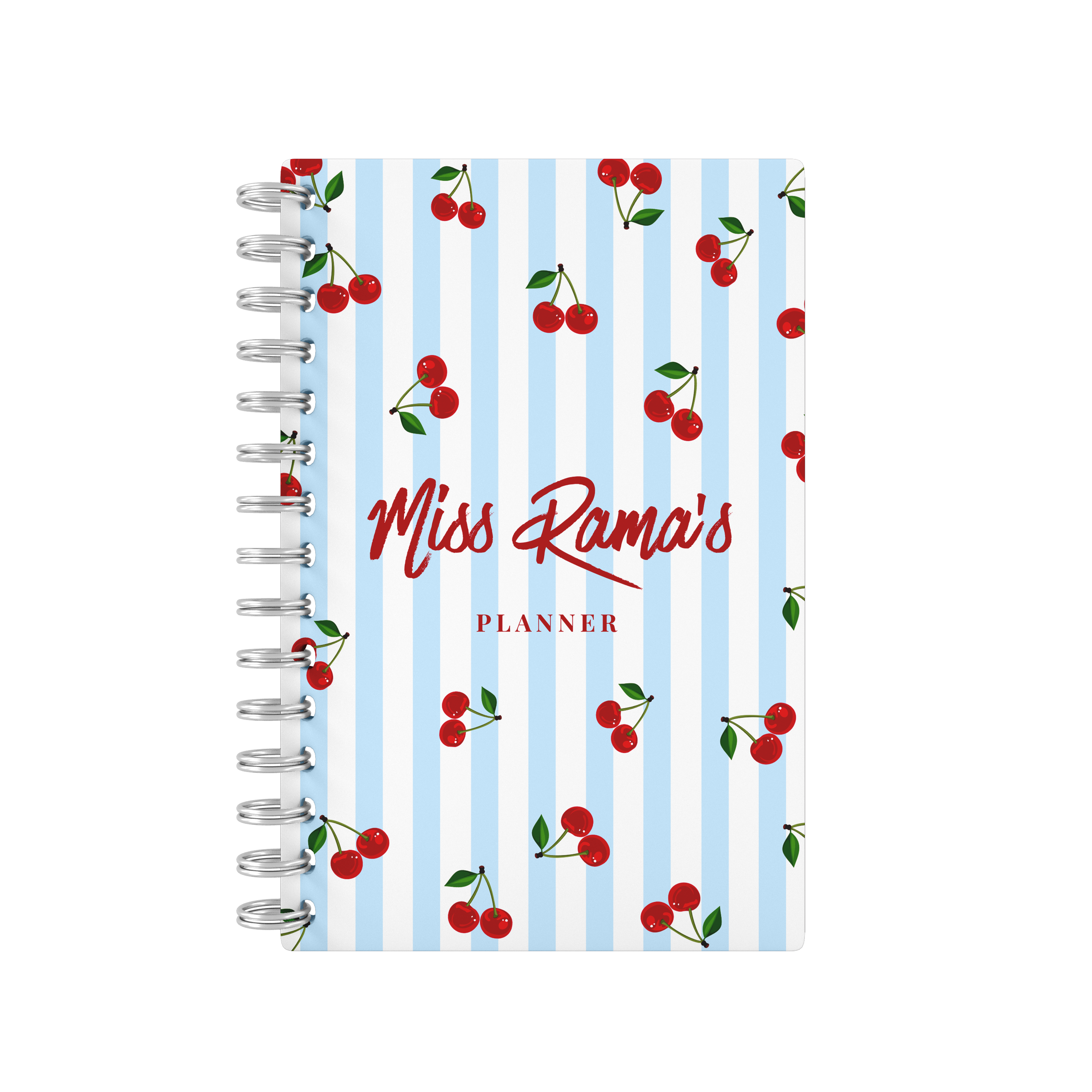 Cherries Stripes Blue - Teacher Planner