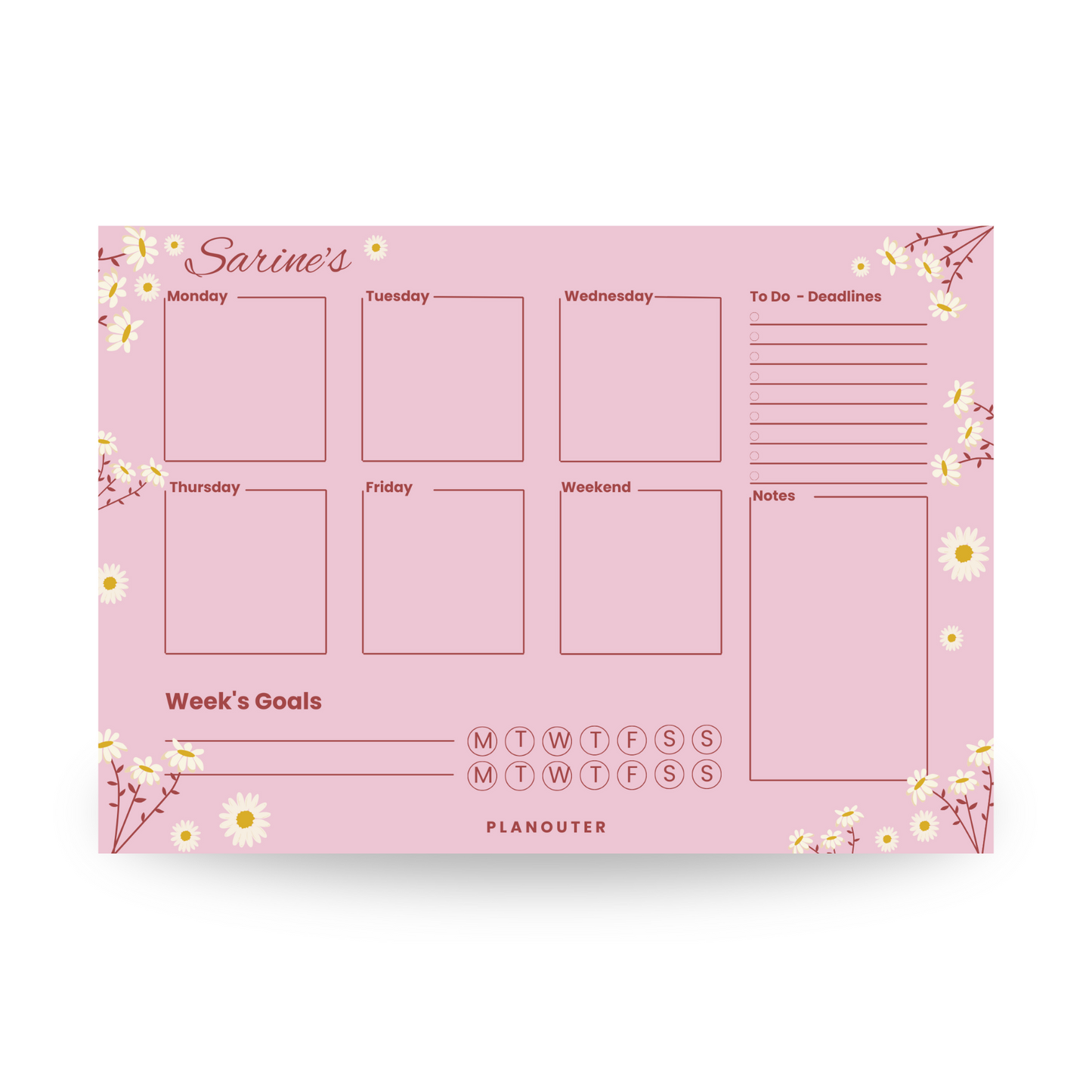 Daisy Dream Pink Weekly DeskPad