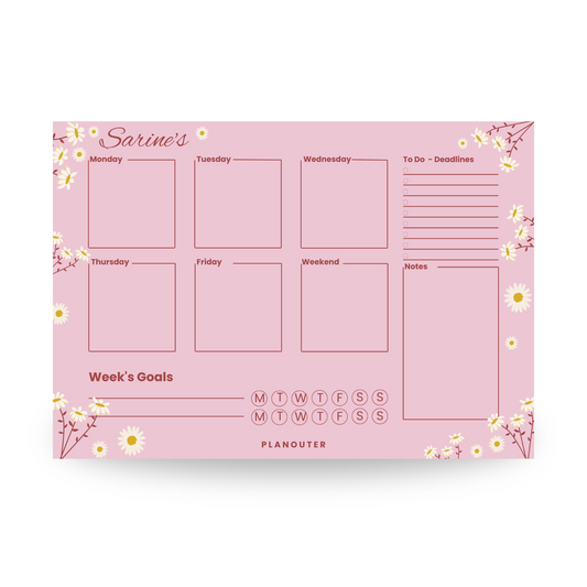 Daisy Dream Pink Weekly DeskPad