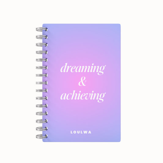 Dreaming & Achieving Lined Notebook - Gradient Purple