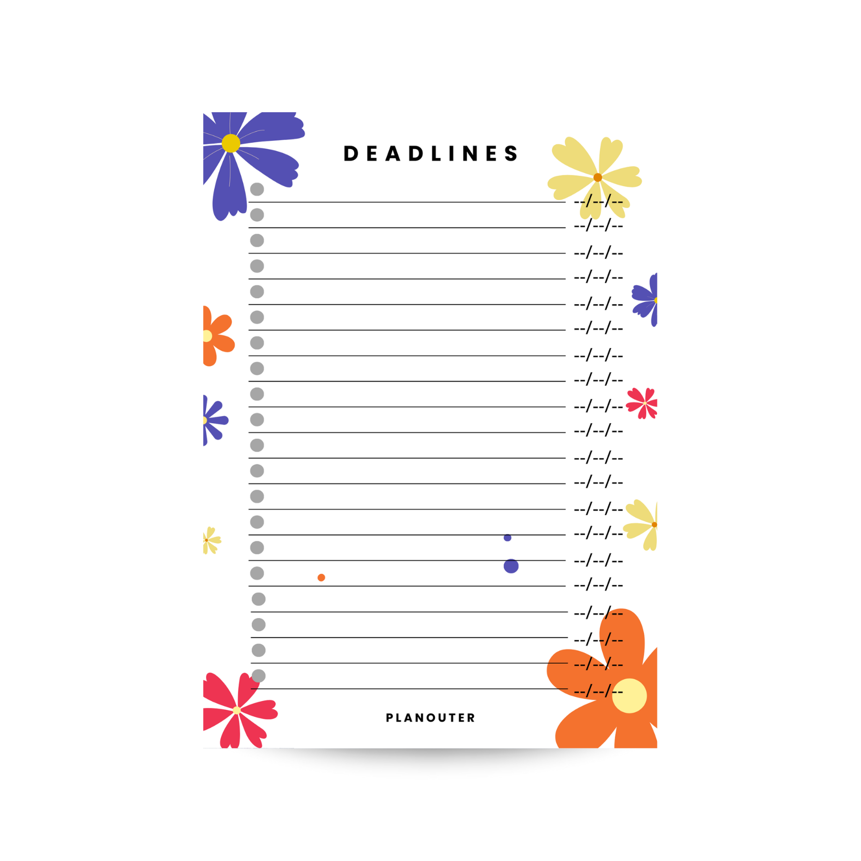 Deadlines Notepad - Flower Love