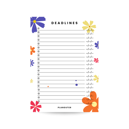 Deadlines Notepad - Flower Love