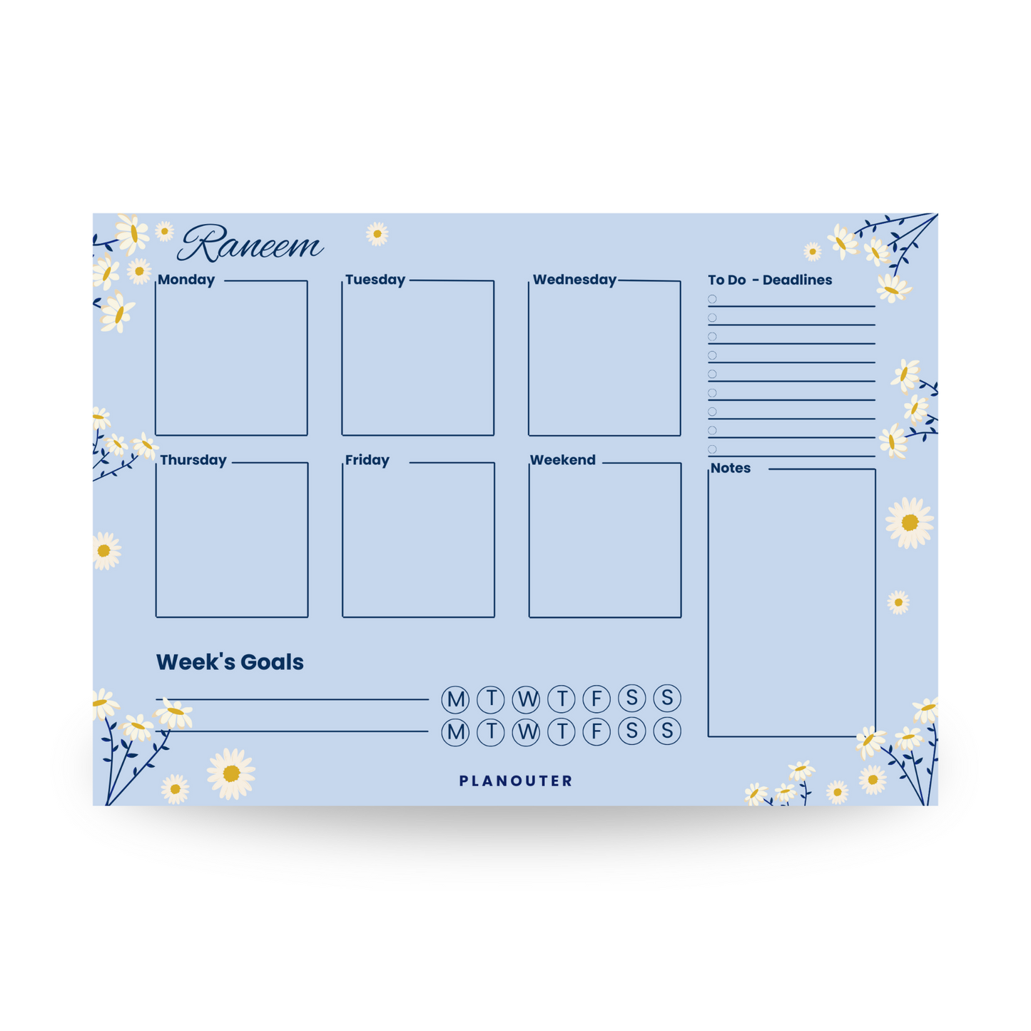 Daisy Dream Blue Weekly DeskPad