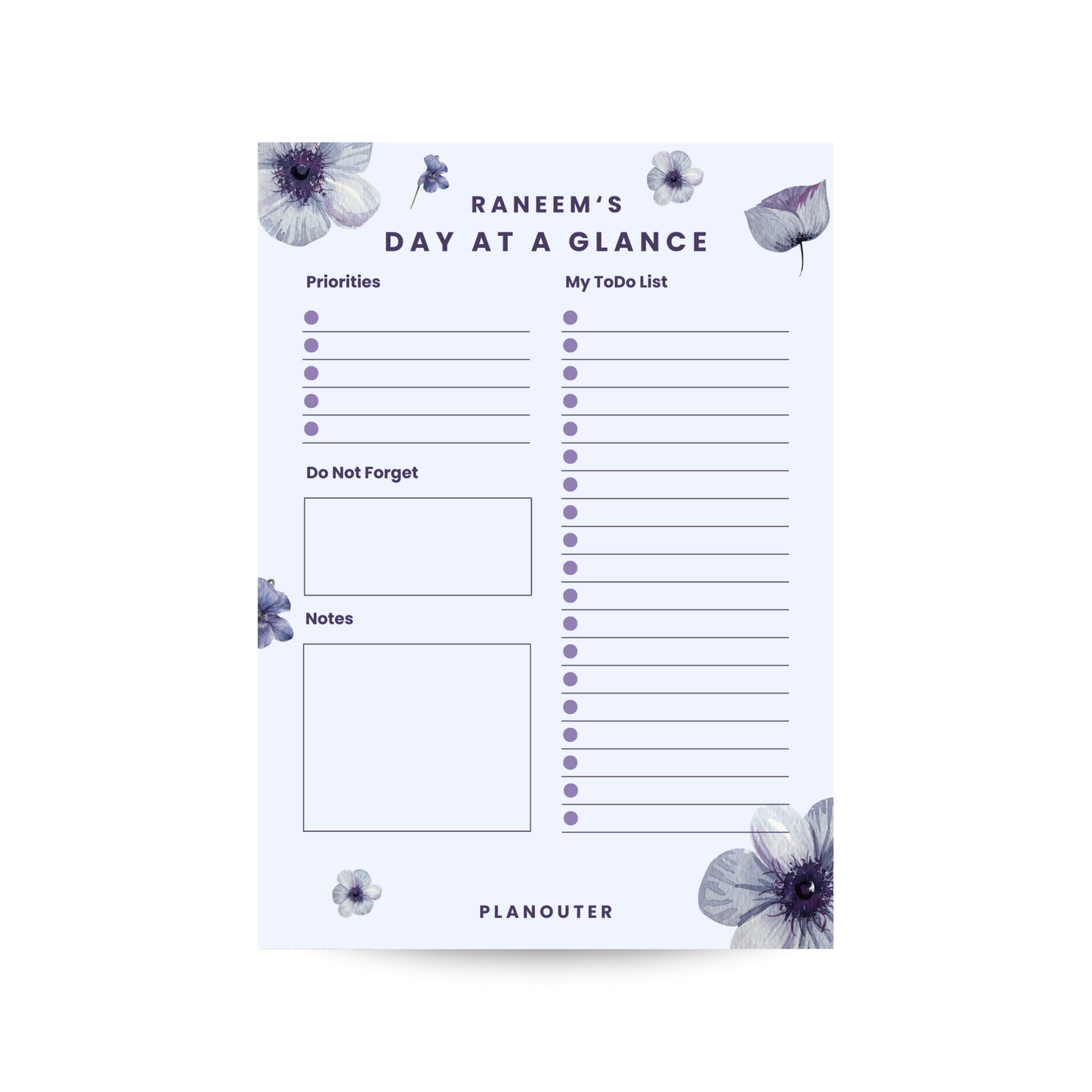 Daily Notepad - Grey Flowers