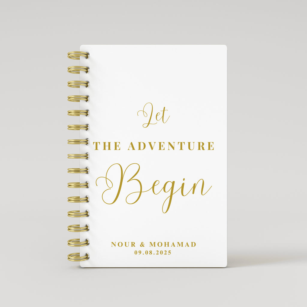 Let the Adventure Begin - White - Gold Foil Wedding Planner