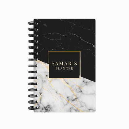 Black Mix Marble Undated Daily Planner