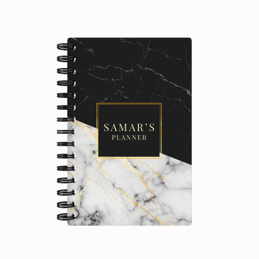 Black Mix Marble Undated Daily Planner
