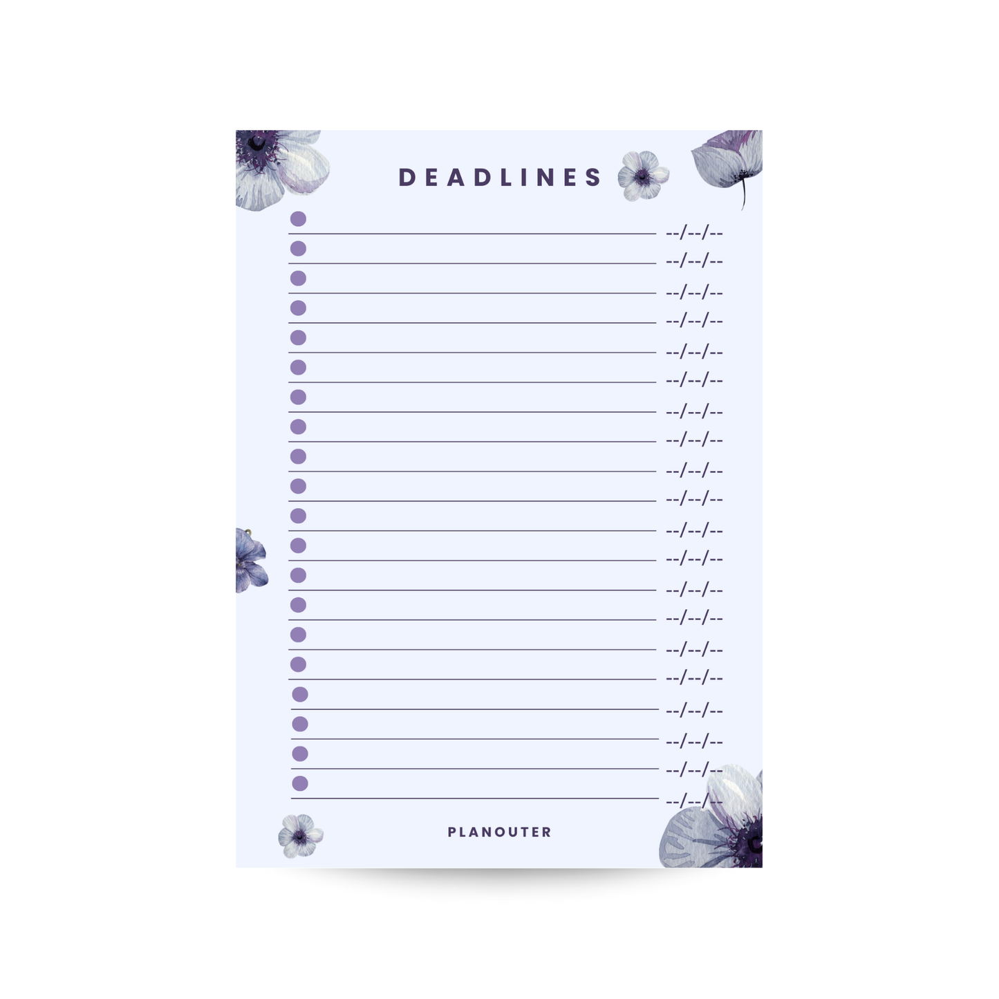 Deadlines Notepad - Grey Flower