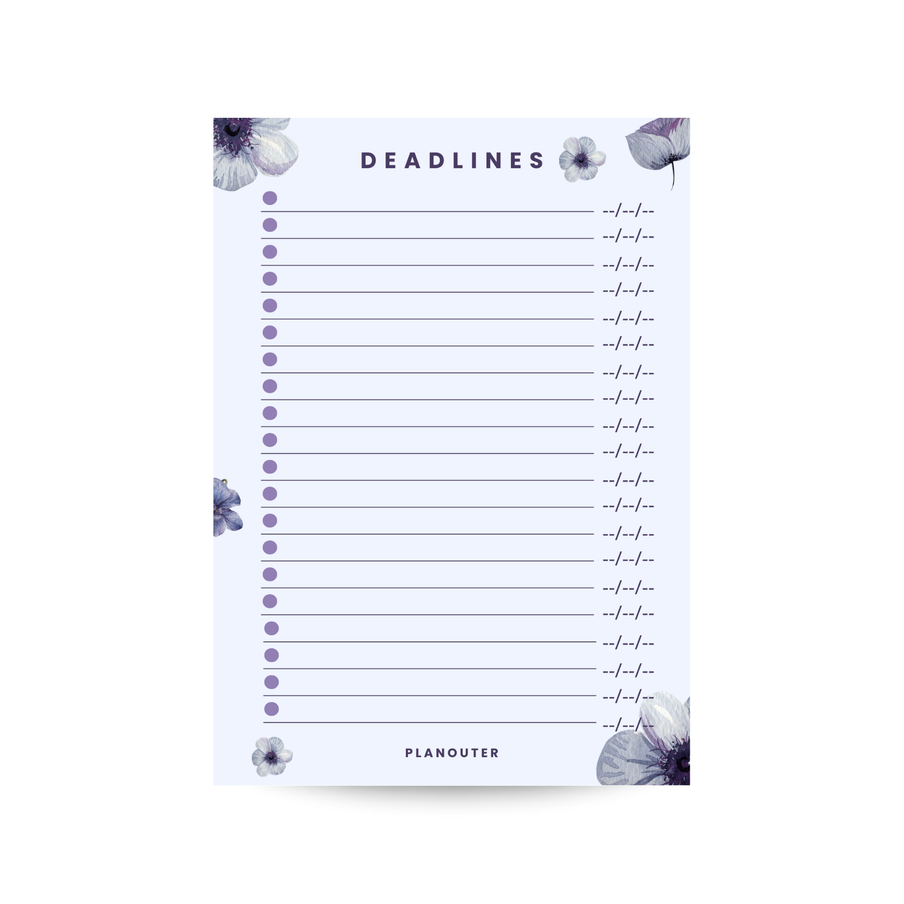 Deadlines Notepad - Grey Flower