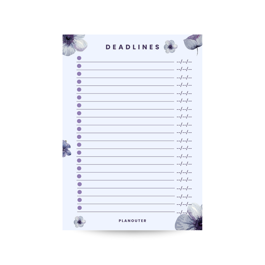 Deadlines Notepad - Grey Flower