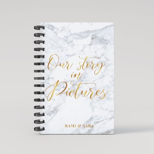 Our Story in Pictures ScrapBook - White Marble