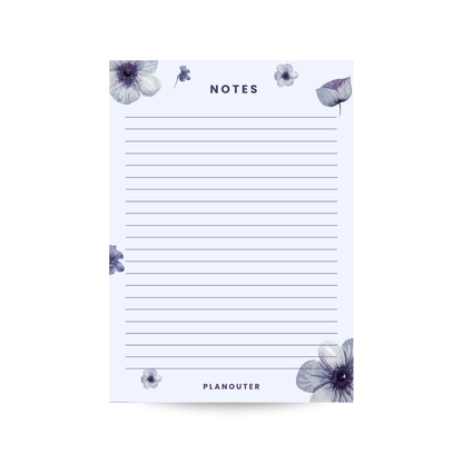 Notes Notepad - Grey Flower