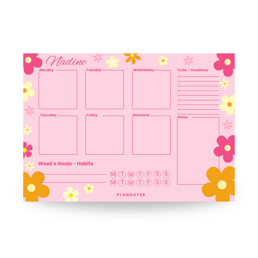 Playful Flowers Rose Yellow Weekly DeskPad