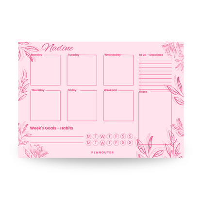 Leaves Rose Weekly DeskPad