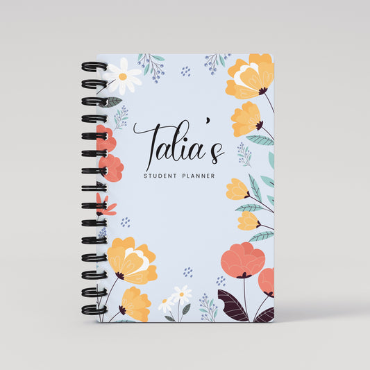 Pastel Flowers Blue Student Planner