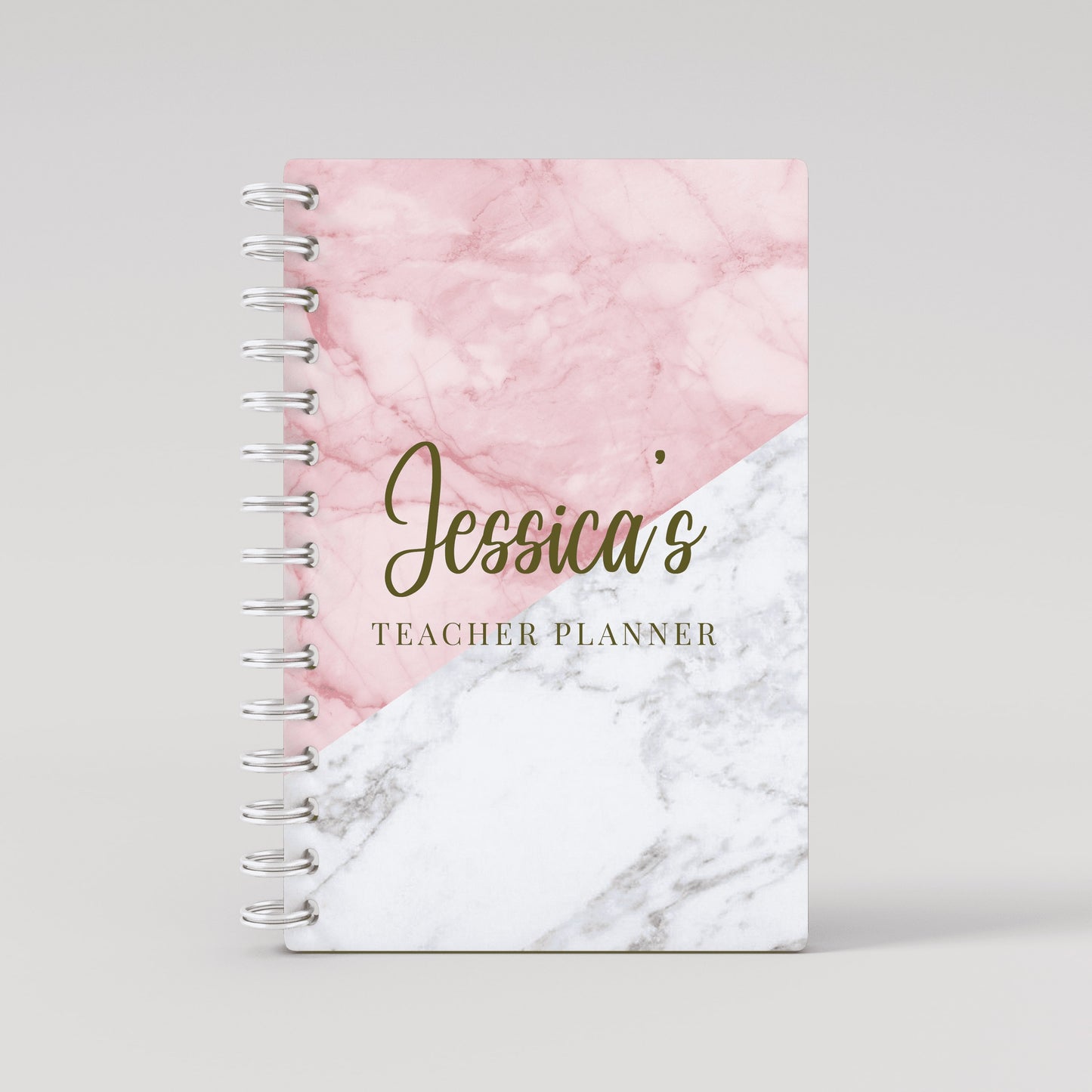 Pink Marble Name - Teacher Planner