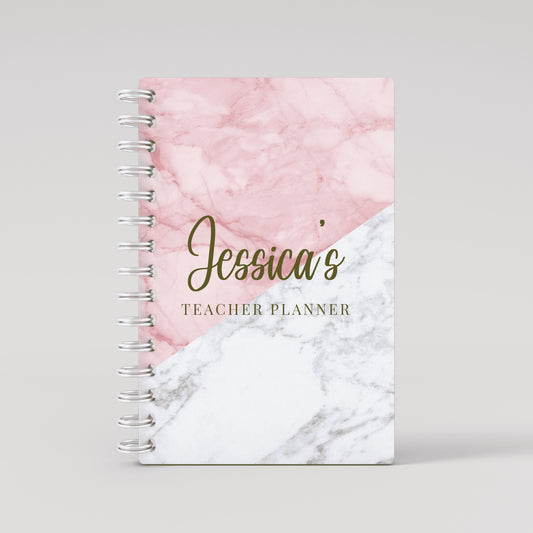 Pink Marble Name - Teacher Planner