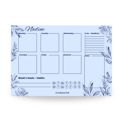 Leaves Blue Weekly DeskPad