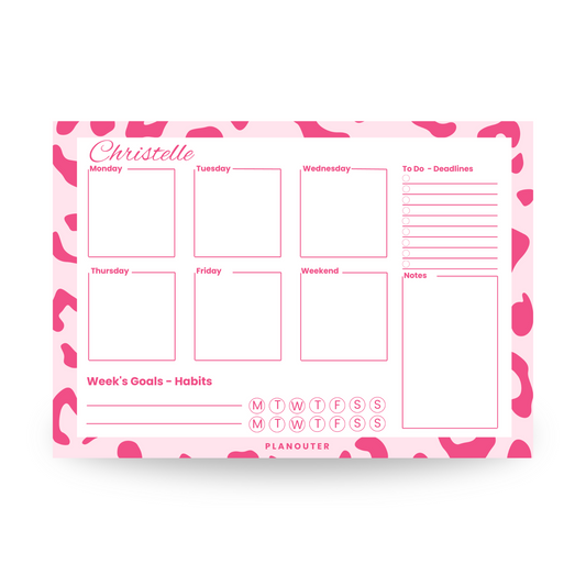 Leopard Print Pink Weekly DeskPad