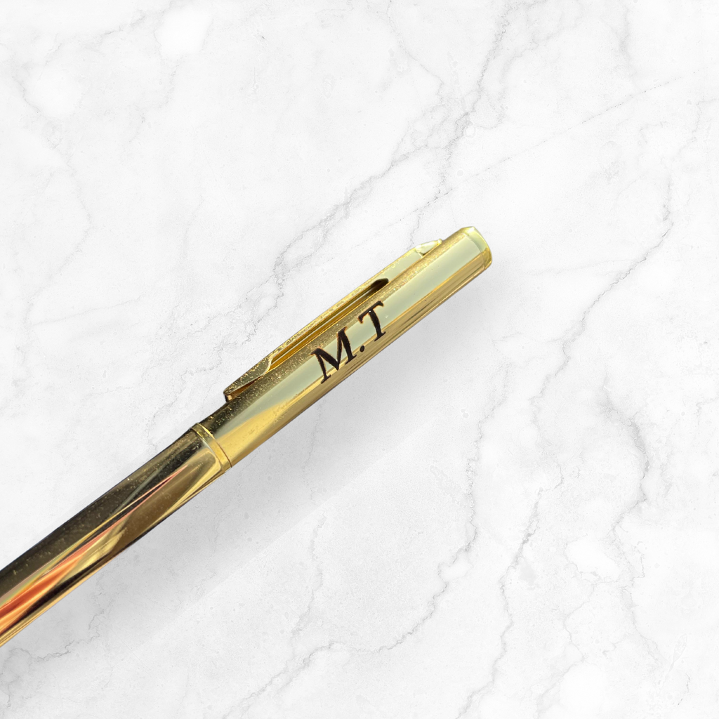 Gold Engraved Pen - Blue Ink