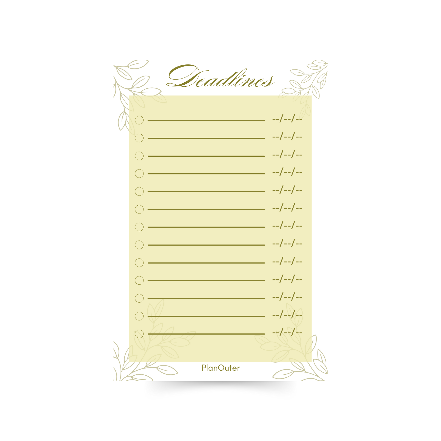 Bridal Deadlines Golden Notepad