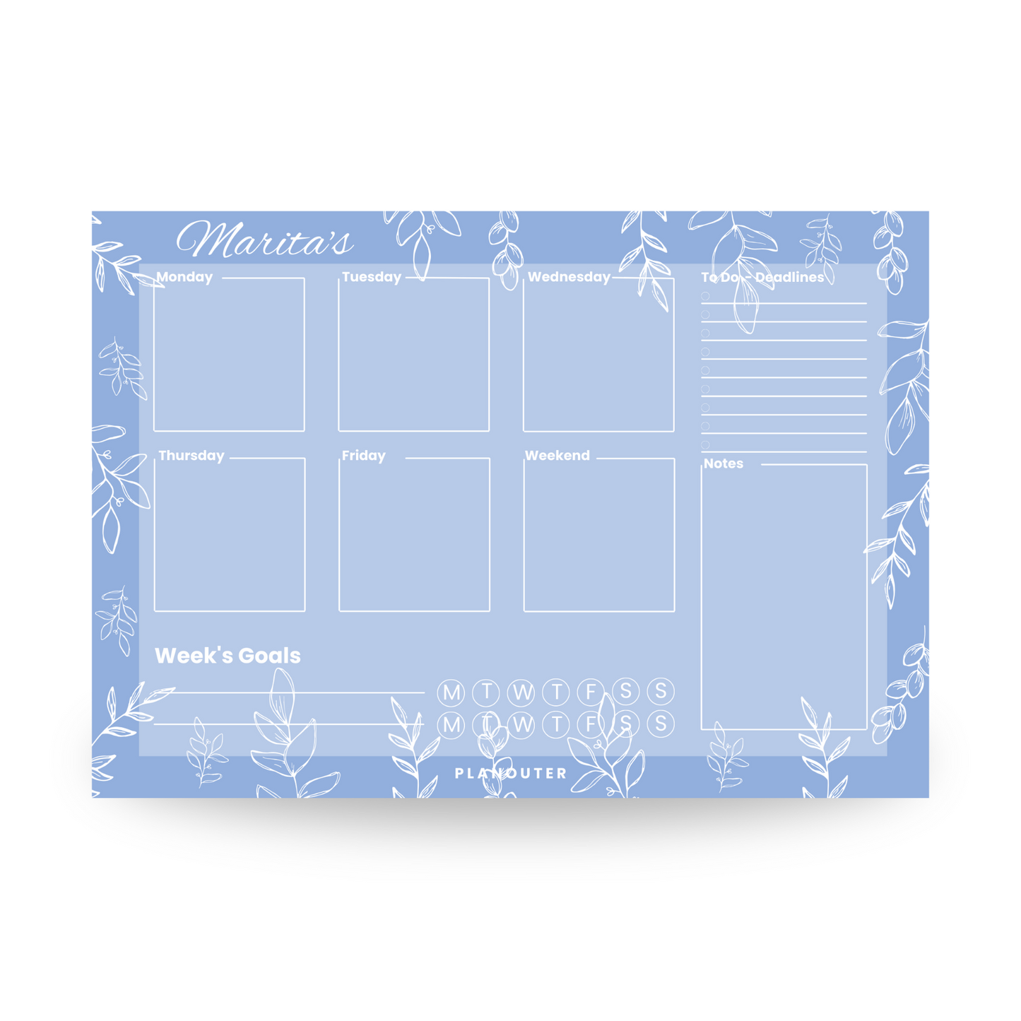 Leaves & Colors Blue Weekly DeskPad