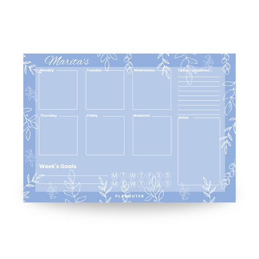 Leaves & Colors Blue Weekly DeskPad