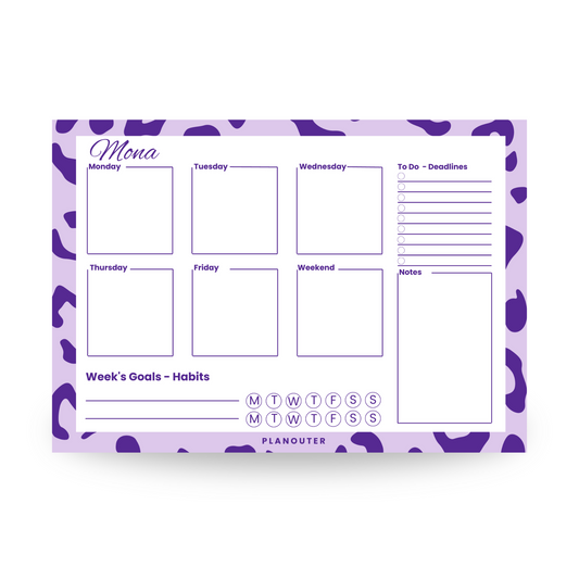 Leopard Print Purple Weekly DeskPad