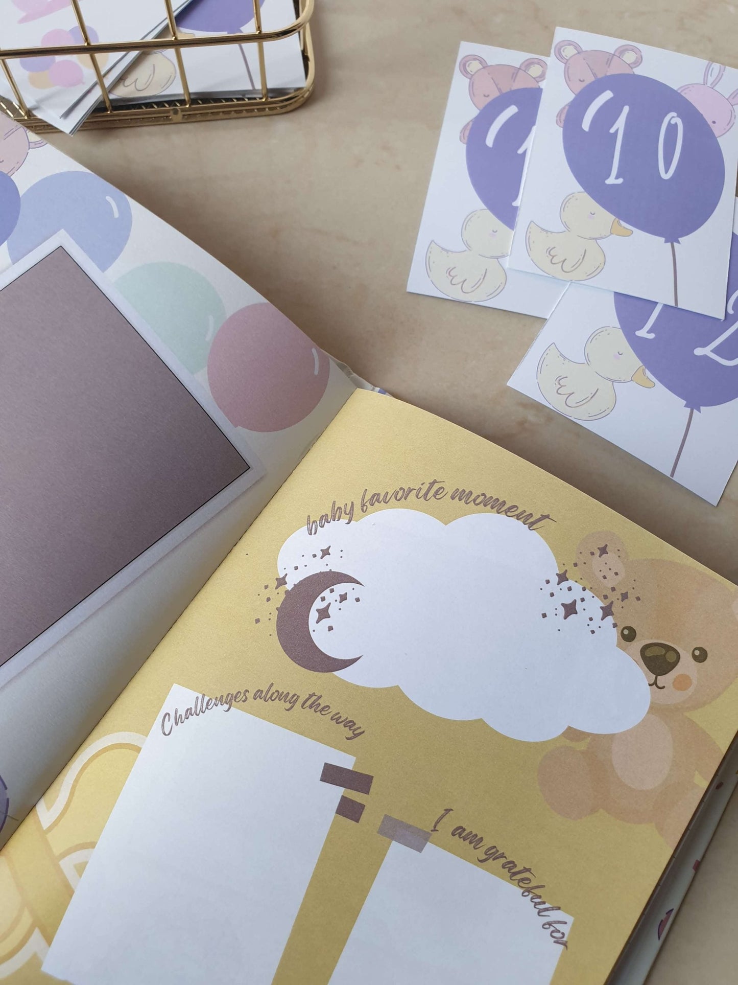 Baby to Bump Pastel Clouds - Milestones Book