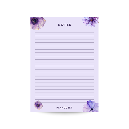 Notes Notepad - Purple  Flower