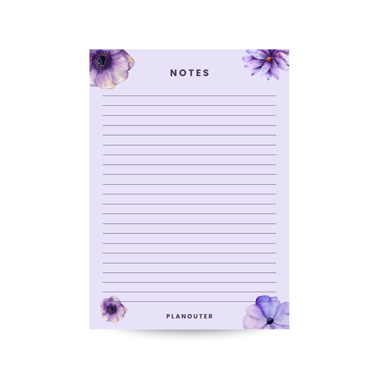 Notes Notepad - Purple  Flower