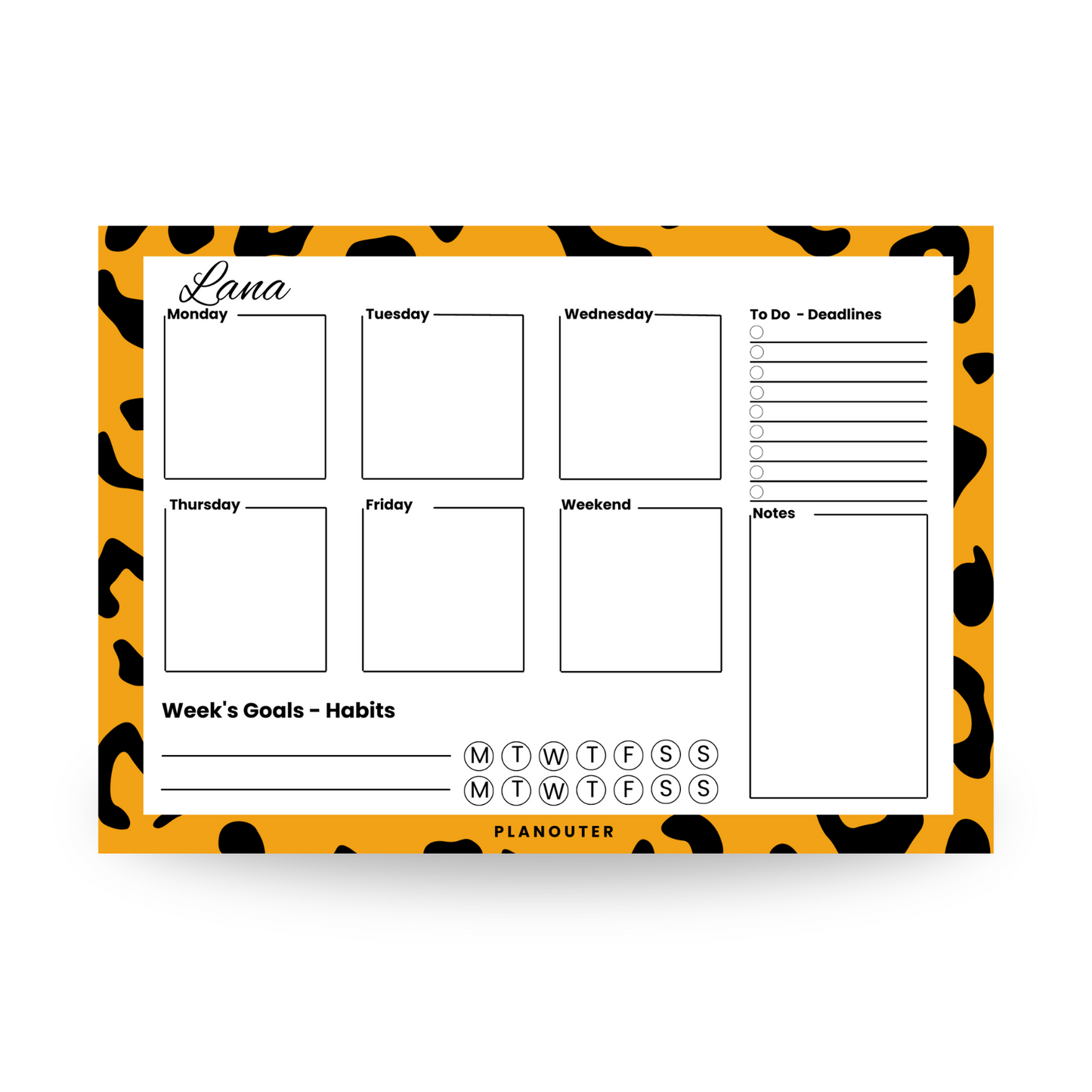 Leopard Print Orange Weekly DeskPad