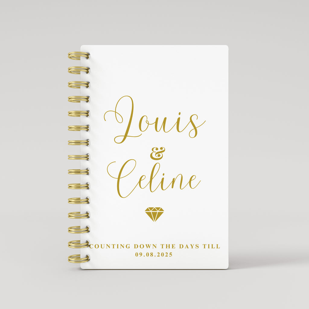 Names Diamond - White - Gold Foil Wedding Planner